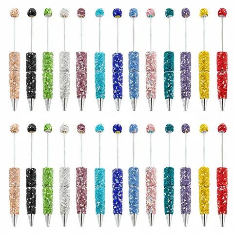 Kreativer DIY Strass Perlen Kugelschreiber Handgefertigt Glitzer Kristall Drehperlen Stift Kunststoff Schreibstift Für Büro Schule
