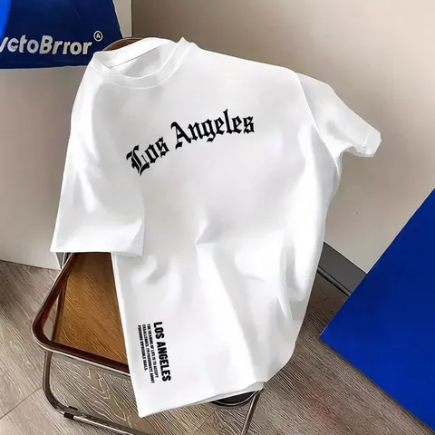 T-Shirt Homme Décontracté en Coton avec Impression Graphique Gothique Los Angeles Haut Ample à Manches Courtes pour Femmes Unisexe Streetwear