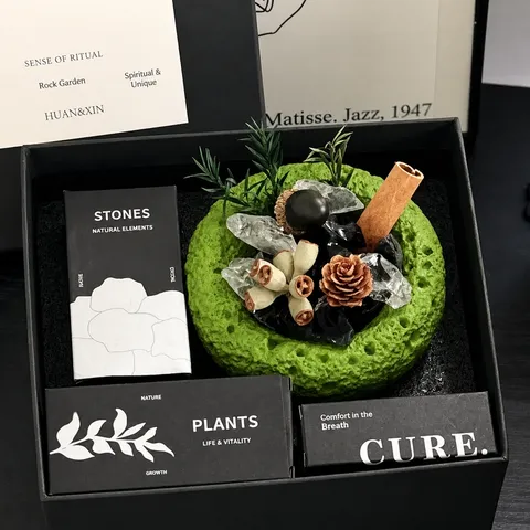 Juego de Difusor de Piedra de Aroma sin Llama Minimalista Piedras de Cristal de Yeso Natural Caja de Regalo de Aceite Esencial para Decoración de Hogar Oficina