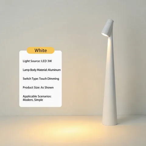 Lampada da Tavolo a LED Minimalista Nordica in Plastica Dimmerabile Touch Luce Notturna Atmosfera Lampada con Base Conica per Camera Bar
