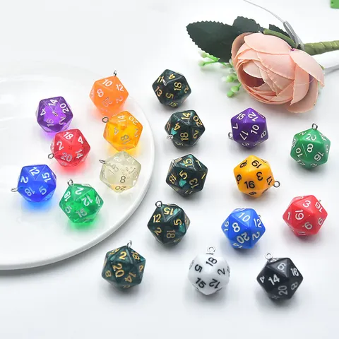 Acrylic D20 Dice Charms Twenty Sided Dice Pendant For DIY Jewelry Making Keychain Earrings Craft Supplies Accessory