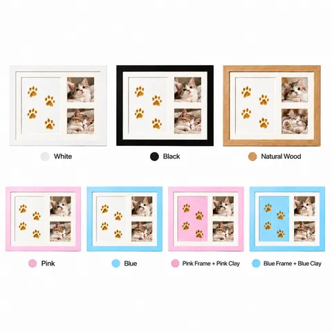 DIY Baby Handabdruck Fußabdruck Fotorahmen Set Haustier Pfotenabdruck Andenken Holzwerkstoff Bilderrahmen Heimdekoration Gedenkgeschenk