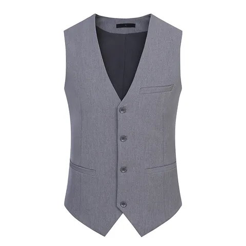 Men's Slim Fit Suit Vest V-Neck Single Breasted Business Waistcoat Formal Wedding Party Dress Vest Polyester Viscose Blend Top