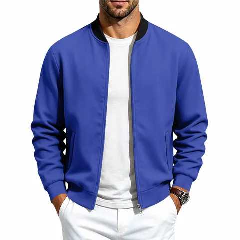 Herren Vintage Bomberjacke Stehkragen Reißverschluss Fliegerjacke Einfarbig Lässige Sportliche Oberbekleidung Herren Bekleidung Top