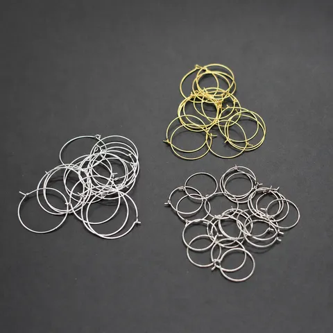 Round Wine Glass Charm Rings DIY Earring Hoop Findings Iron Metal For Jewelry Making Gold Silver White K Plated Round Circle Loops