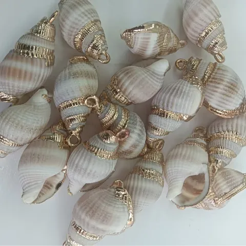 Bohemian Naturmuschel Anhänger Mit Metallrand DIY Schmuckherstellung Handwerk Halskette Armband Ohrring Zubehör
