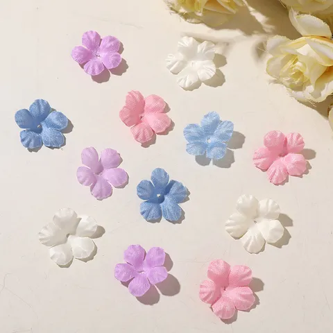 Mini Mesh Five-Petal Flower Patches DIY Hair Accessory Clothing Shoe Accessories Hand-Woven Floral Trims