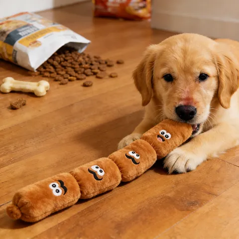 Giocattolo di Peluche Sonoro per Cani Divertente Salsiccia di Simulazione Anatra Gialla Giocattolo Interattivo Resistente al Morso per Animali