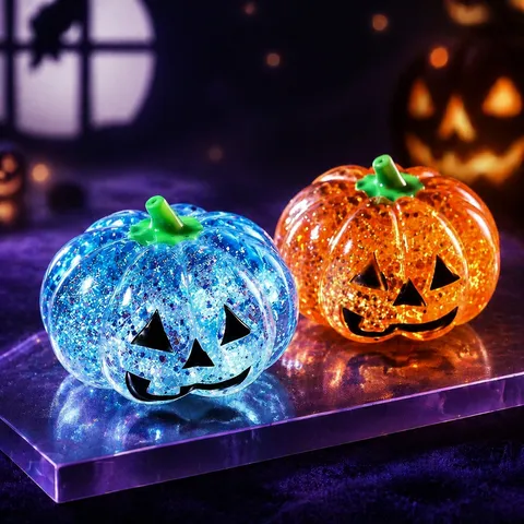 Halloween Pumpkin Head Squishy Toy TPR Stress Relief Toy With Glitter Maltose Filling Funny Ghost Squeeze Toys For Party Or Decor