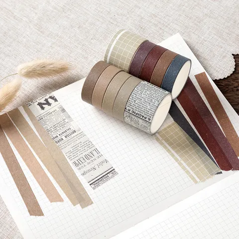 Set di Nastri Washi in Carta Stile Coreano Motivo a Fiori e Griglia per Scrapbooking Nastro Decorativo Fai Da Te per Diario Giornale Cancelleria Regalo
