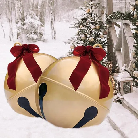 Große Aufblasbare Weihnachtsglocke Ornament PVC Simulations Hängeglocke Mit Schleife Oder LED Licht Für Outdoor Garten Deko