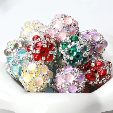 Cat Eye Style Acrylic Rhinestone Beads Round Exquisite Craftsmanship DIY Jewelry Making Accessories Craft Beads For Pendant Decor
