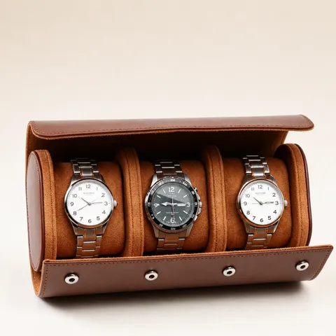 Étui de Voyage pour Montre en Cuir PU de Luxe Boîte de Rangement de Montre Portable Multicolore Avec Doublure en Velours