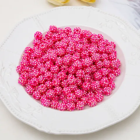 Resin Rhinestone Ball Beads Round Textured Spacer Beads For DIY Jewelry Making Earrings Bracelets Keychains Accessories