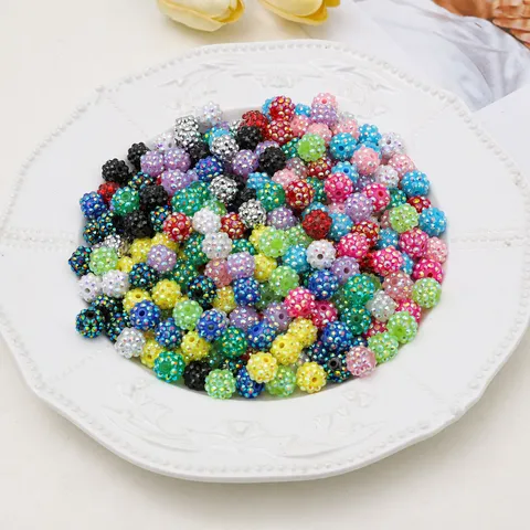 Resin Rhinestone Ball Beads Round Textured Spacer Beads For DIY Jewelry Making Earrings Bracelets Keychains Accessories