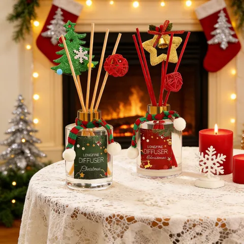 Christmas Aromatherapy Gift Set Glass Jar Soy Wax Scented Candle And Reed Diffuser Home Fragrance For Holiday Living Room