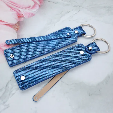 Llavero Rectangular de Lentejuelas de 8mm Colgante de Joyería DIY de Cuero PU con Purpurina para Bolsos de Mujer Accesorio de Moda