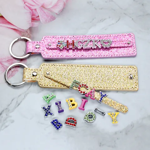 Llavero Rectangular de Lentejuelas de 8mm Colgante de Joyería DIY de Cuero PU con Purpurina para Bolsos de Mujer Accesorio de Moda