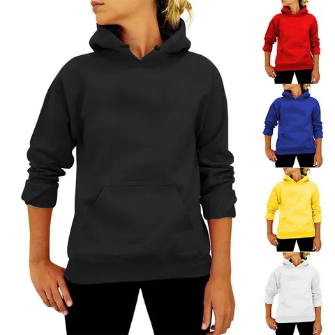 Felpa con Cappuccio Oversize Donna Uomo Tinta Unita in Poliestere Con Tasca a Canguro Manica Lunga Loose Fit Casual Streetwear Top