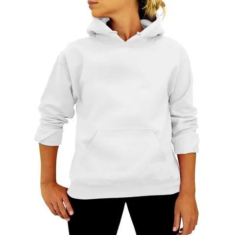 Felpa con Cappuccio Oversize Donna Uomo Tinta Unita in Poliestere Con Tasca a Canguro Manica Lunga Loose Fit Casual Streetwear Top