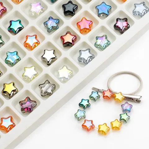 Sternförmige Glasperlen Lackierte Sternlose Perlen Sternanhänger Für DIY Haarschmuck Halskette Ohrringe Armband Schmuckherstellung Zubehör