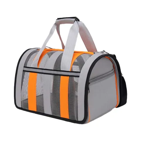Borsa Trasporto Animali Traspirante Portatile Pieghevole per Gatti Cani Piccoli Striscia Riflettente Tessuto Oxford Rete Borsa Viaggio Spalla