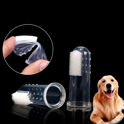 Soft Silicone Pet Finger Toothbrush For Oral Cleaning Double Sided Toothbrush Tool For Dogs And Cats Pet Dental Care Accessory