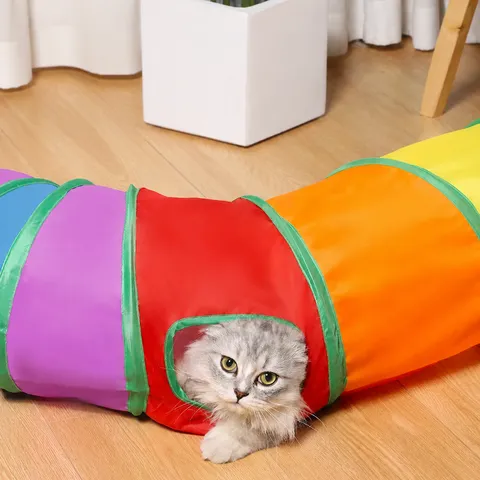 Rainbow Collapsible Cat Tunnel Toy For Indoor Cats Multi-Channel S-Shaped Y-Shaped Interactive Pet Play Tunnel With Hanging Ball