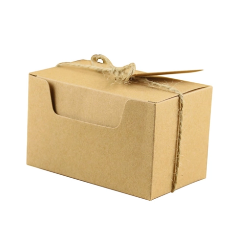 Cajas De Dulces De Papel Kraft Rectángulo Embalaje De Regalo Con Cuerda De Cáñamo Y Etiquetas Boda Vintage