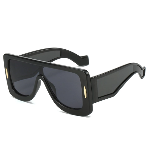 Gafas De Sol Cuadradas Grandes Montura PC Protección UV400 Lentes De Espejo De Una Pieza Moda Cyberpunk Futurista