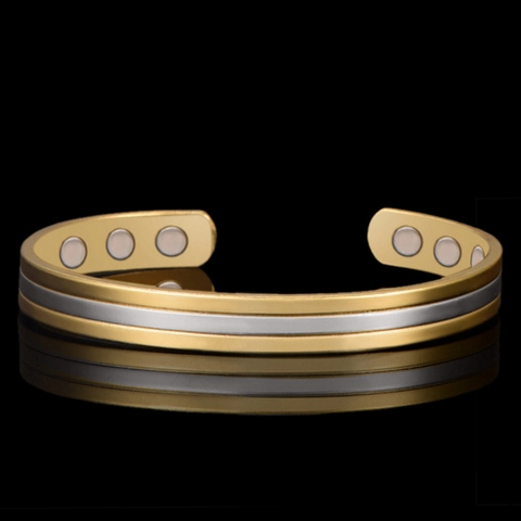 Kupfer Magnettherapie Armband Für Damen Herren Roségold Zweifarbig Offen C-Form Einstellbar Gesundheitsschmuck Armreif Mit 6 Magneten