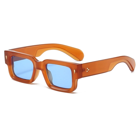 Gafas De Sol Cuadradas Retro Montura Gruesa PC Protección UV400 Decoración Remaches Rectangular Para Hombres Mujeres