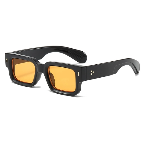 Gafas De Sol Cuadradas Retro Montura Gruesa PC Protección UV400 Decoración Remaches Rectangular Para Hombres Mujeres