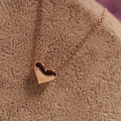 Herz Anhänger Halskette Legierung Poliert 3D Liebe Form Schlüsselbein Kette Elegant Süß Schmuck Für Frauen Geschenk
