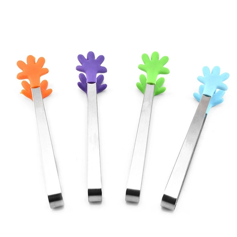 Mini Pinze Per Alimenti In Silicone A Forma Di Mano Manico In Acciaio Inossidabile Antiscivolo Pinze Per Ghiaccio Zucchero
