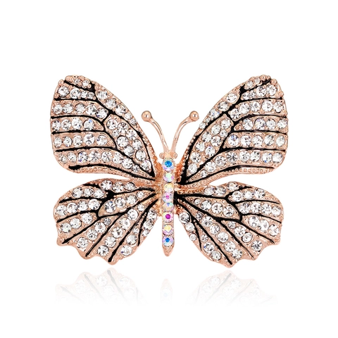Schmetterling Brosche Anstecknadel Für Damen Legierung Full Rhinestone Roségold Mode Anzug Kleid Dekoration Accessoire