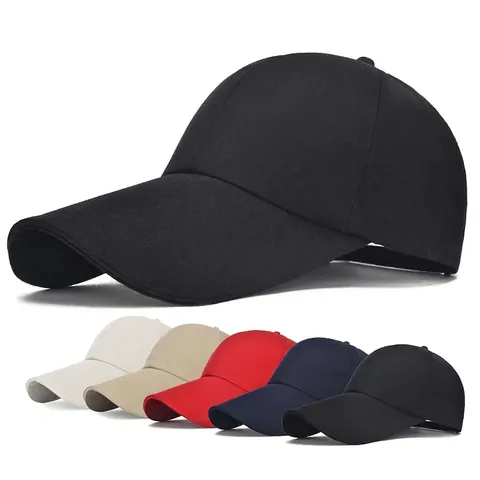 Gorra De Béisbol Con Visera Extendida Protección Solar Ajustable Color Sólido Deporte Al Aire Libre Unisex Algodón