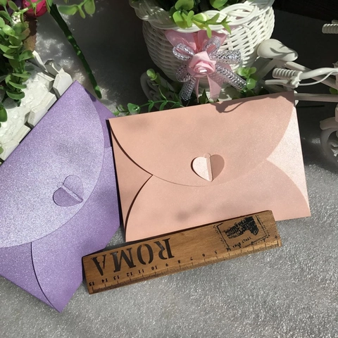 Pearlescent Paper Envelopes With Heart Shaped Buckle For Wedding Invitation Greeting Card Elegant Gift Wrapping Stationery