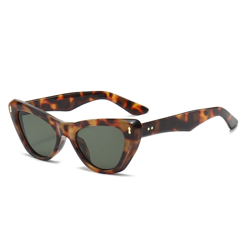 Gafas De Sol Ojo De Gato Vintage Marco PC Decoración Remaches Estampado Leopardo Protección UV400 Para Mujeres Hombres