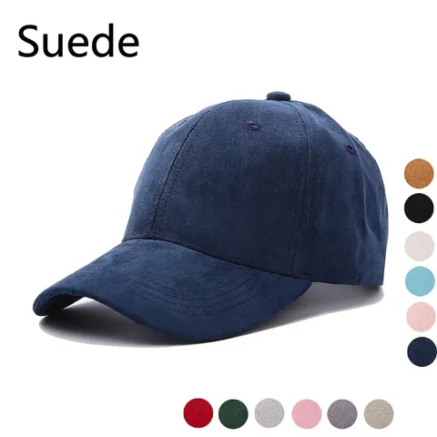 Unisex Solid Color Suede Baseball Cap Adjustable Plain Curved Brim Soft Warm Outdoor Fashion Sport Sun Hat For Men Women