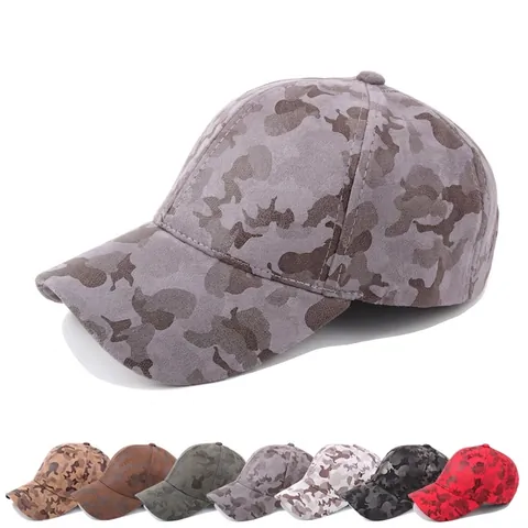 Cappello Da Baseball Camouflage In Camoscio PU Regolabile Cappello Da Sole Sport All'aperto Traspirante Per Unisex