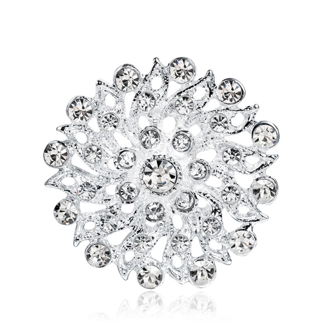 Eleganter Hohlblumen Brosche Pin Legierung Strass Funkelnde Kristall Kragen Schmuck Für Frauen Geschenk Zubehör