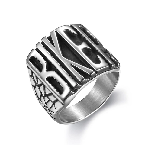 Anello Lettera Biker Acciaio Inossidabile Fascia Larga Punk Rock Gothic Stile Retrò Per Uomo Gioielli Moto Accessori