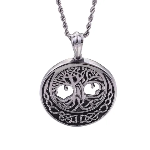 Tree Of Life Pendant Stainless Steel Hollow Round Celtic Knot Design Vintage Retro Jewelry Accessory