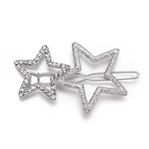 Fermaglio Per Capelli Stella Lega Strass Doppia Stella A Cinque Punte Molletta Geometrica Dolce Accessori Capelli Donna