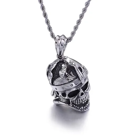 Collana Con Pendente Teschio In Acciaio Inossidabile Con Casco Da Pirata Stile Punk Gotico Per Uomo Gioielli Retrò