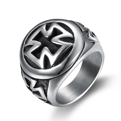 Anello Croce Retrò Acciaio Inossidabile Gotico Punk Gioielli Banda Religiosa Per Uomini