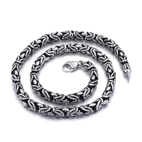 Collar De Cadena Bizantina Para Hombre Acero Inoxidable 316L Vintage Retro Joyería De Eslabones Pesados Con Cierre De Langosta