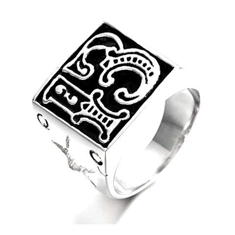 Edelstahl Siegelring Nummer 13 Glücksstern Punk Biker Vintage Stil Herren Schmuck