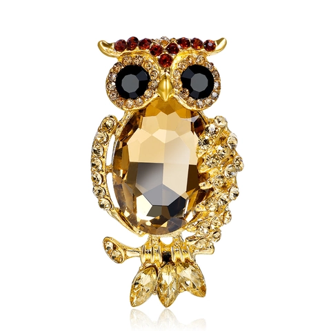 Retro Owl Brooch With Royal Blue Rhinestones And Alloy Base For Women Clothing Accessories Elegant Animal Jewelry